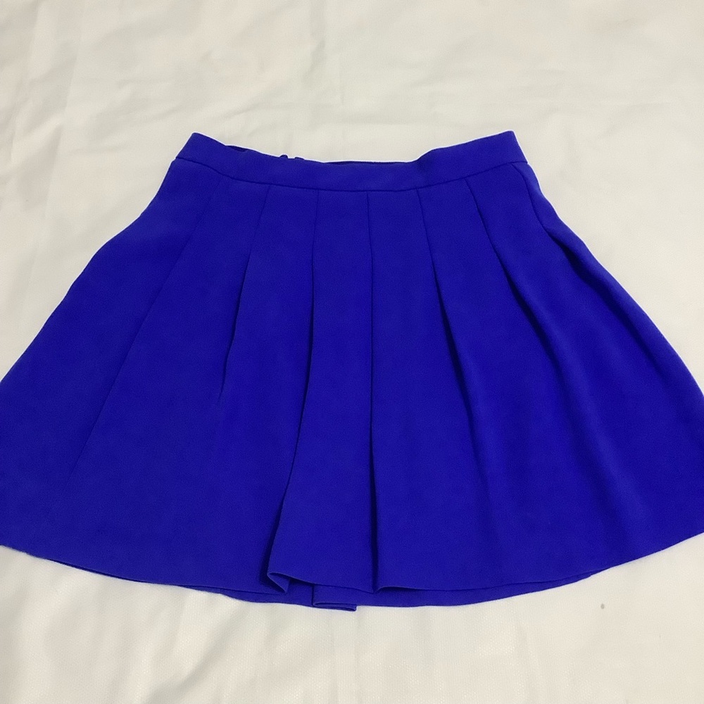 J. Crew Royal Blue Polyester lined Pleated Classic Skirt. Size 6 (W824)